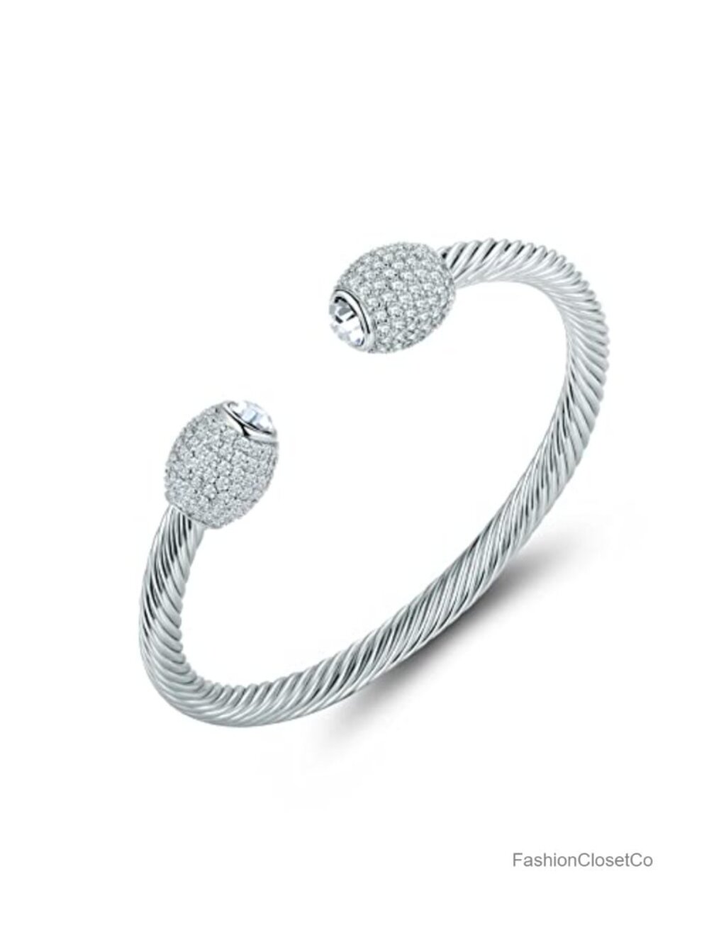18K Gold Plated Crystal Cable Bangle Bracelet - Cuff Bangle